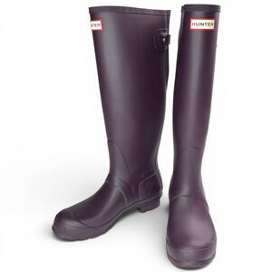 Hunter Plum Original Back Adjust Rain Boots Women Size 8 WFT1001RMA